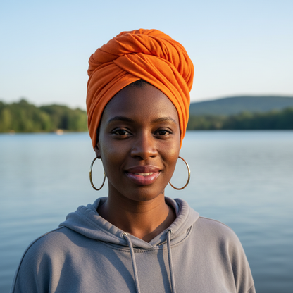 Orange Headwrap with Hoodie Portrait